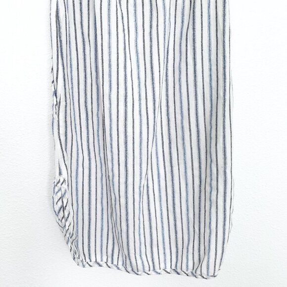 BCBGMAXAZRIA Dress Alexis White Blue Stripe Off The Shoulder Ruffle - Picture 7 of 9